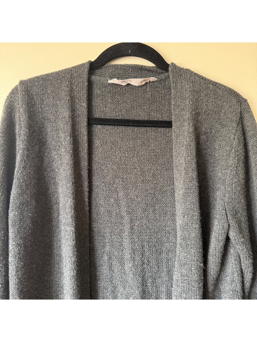 Athleta 100% Merino Wool Long Open Cardigan Sweater Gray Size S - Picture 3 of 8